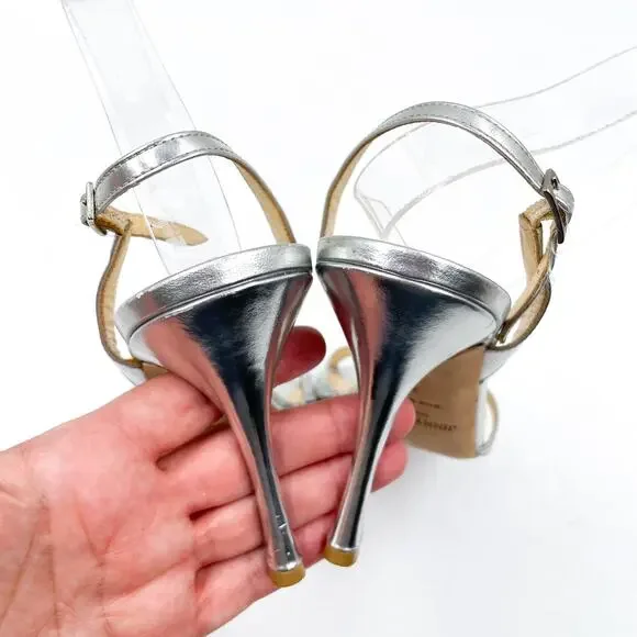 Jimmy Choo Metallic Silver Strappy Heels - Picture 9 of 11